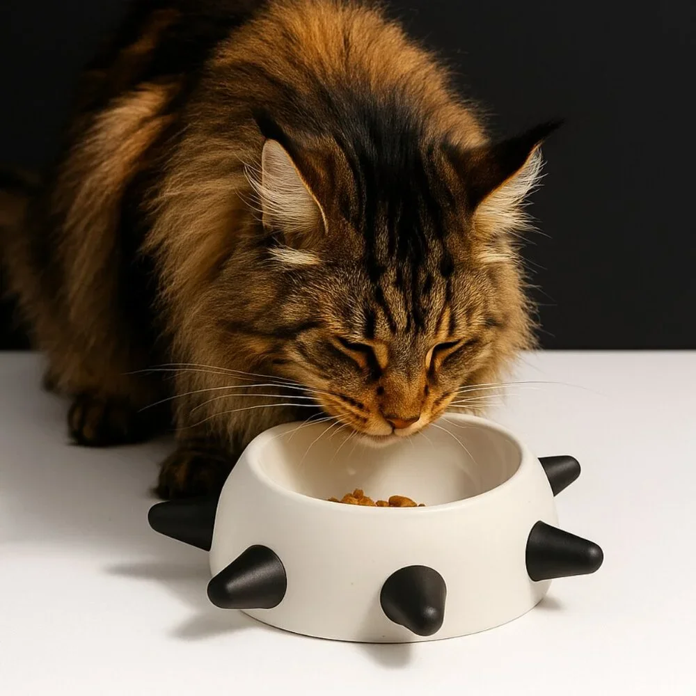 Luxury Eco-Friendly Modern Spiked Inclined Pet Bowl  - Made in Italy